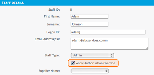 Timesheet Authorisation Screen.